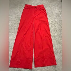 Anthropologie Wide Leg Poplin Pleated Pant